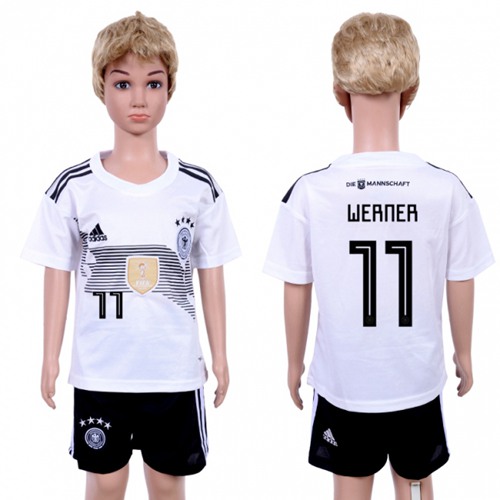 Germany #11 Werner White Home Kid Soccer Country Jersey